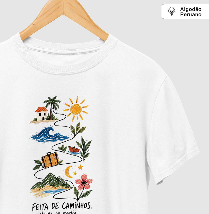 Feita de caminhos Algodão Peruano - Camiseta Algodão Peruano