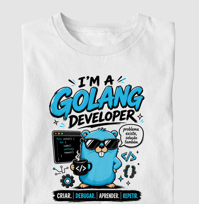 Camiseta I’m a Golang Developer — Problema Existe, Solução Também