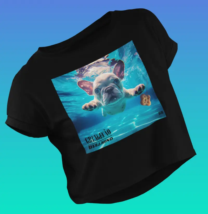 Camiseta Cropped Bulldog Francês "Grungecão II"