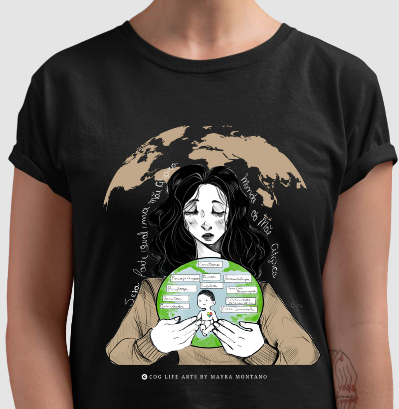 Camiseta Adulto Preta Mãe Atípica by Mayra Montano