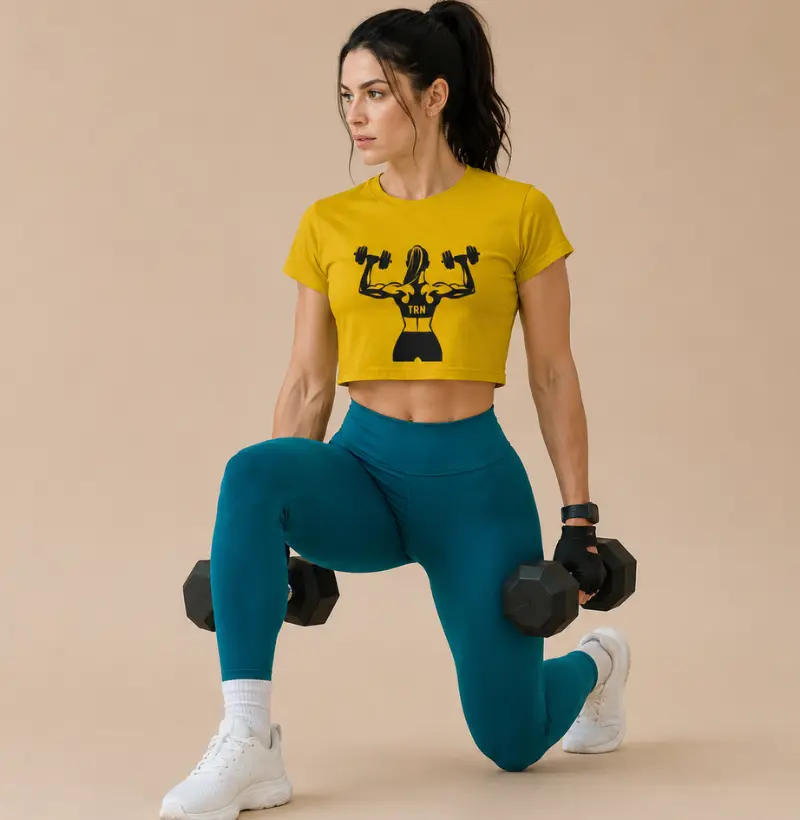 Cropped Mulher de Atitude - TRN | Cropped Fitness Feminino 100% Algodão | TRENO