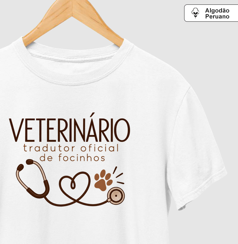 Veterinário Tradutor Oficial de Focinhos - Camiseta Algodão Peruano