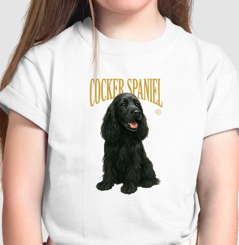 Cocker Spaniel Preto Vintage - Camiseta Infantil