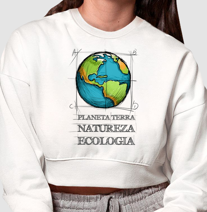 Cropped Moletom Planeta Terra