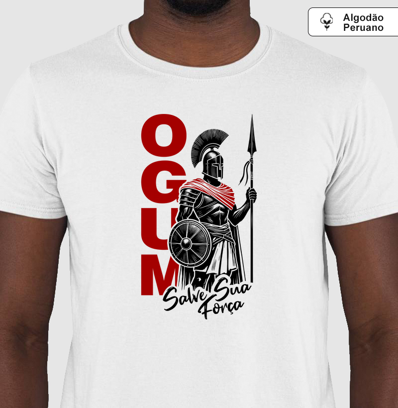 Camiseta Umbanda Ogum Salve sua Força - Algodão Peruano