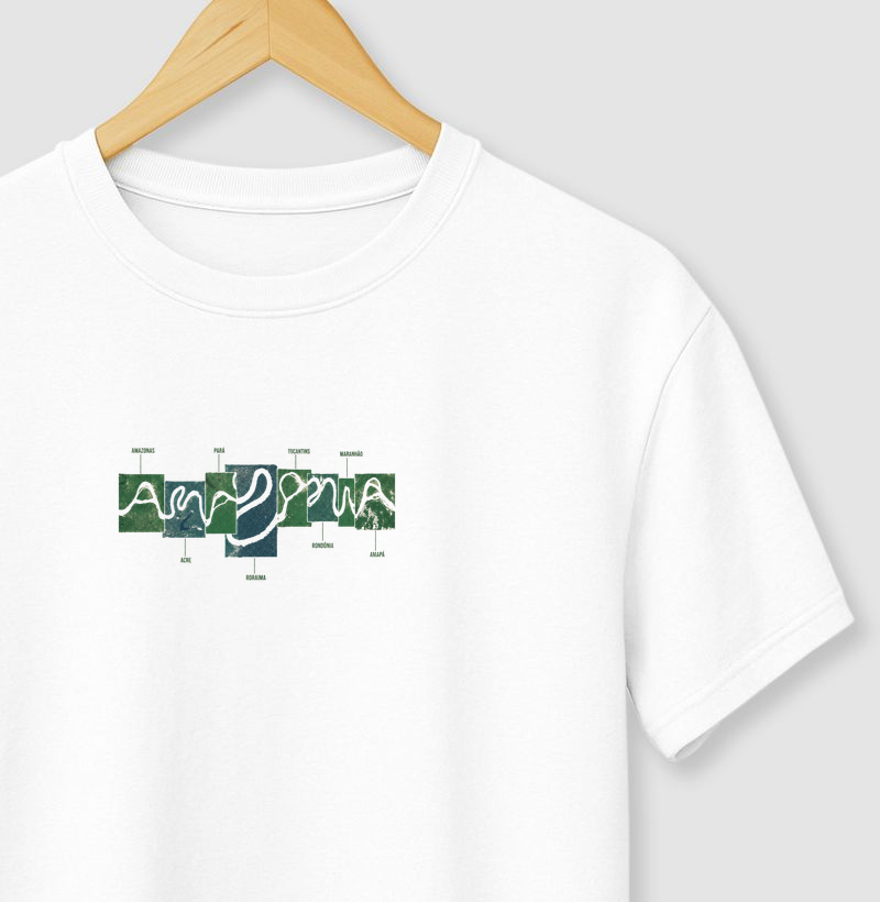 Camiseta Amazônia Estados Brasileiros Estampa Consciente Mapa Unissex