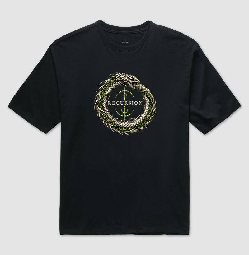 Recursion — Ouroboros Dev | Algoritmos, Programação e Tecnologia - Camiseta Oversized