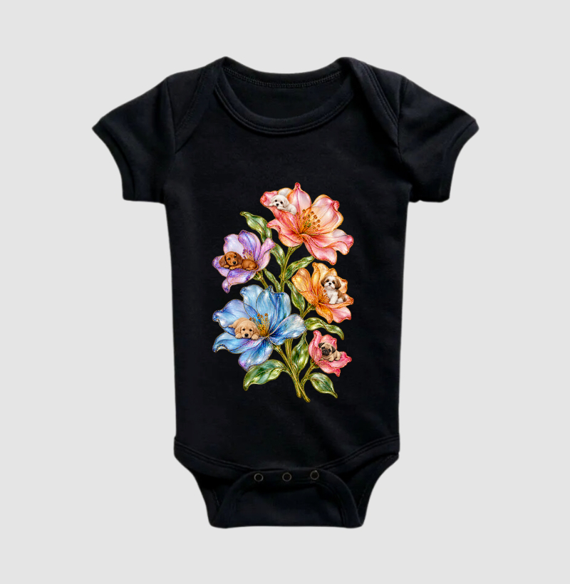 Filhotes e Pétalas de Vidro - Body Infantil