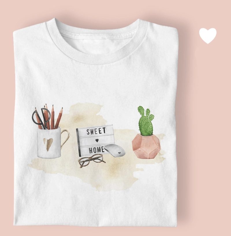 Camiseta Feminina Ilustrada Sweet Home