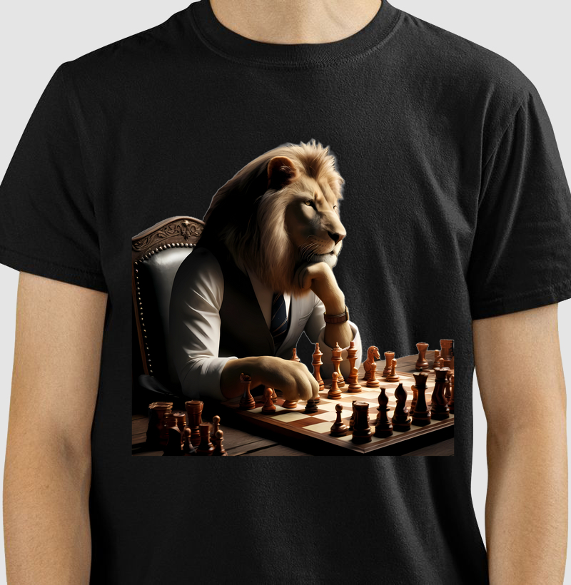 Leão jogando xadrez
