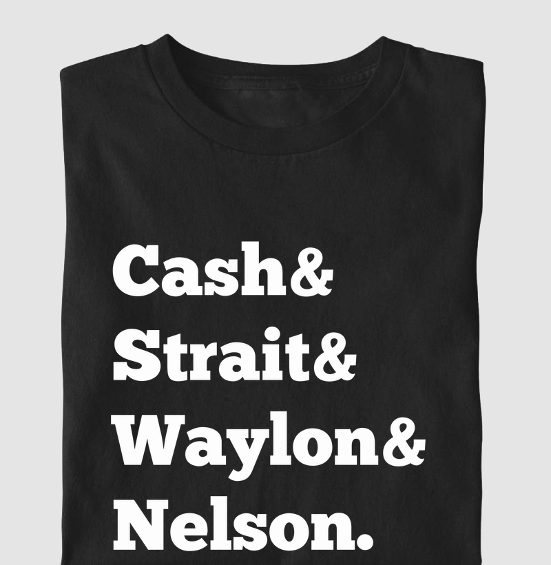 Camiseta Country Masculina e Feminina Cash Strait Waylon Nelson Rustler South Co.