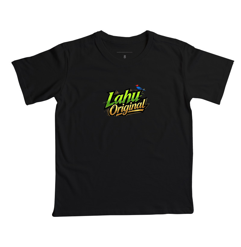 Mostre sua autenticidade com a estampa Lahu Original, uma fusão vibrante de arte e atitude. O design traz o nome em letras marcantes, com um toque dourado e um pássaro colorido que simboliza liberdade e criatividade.