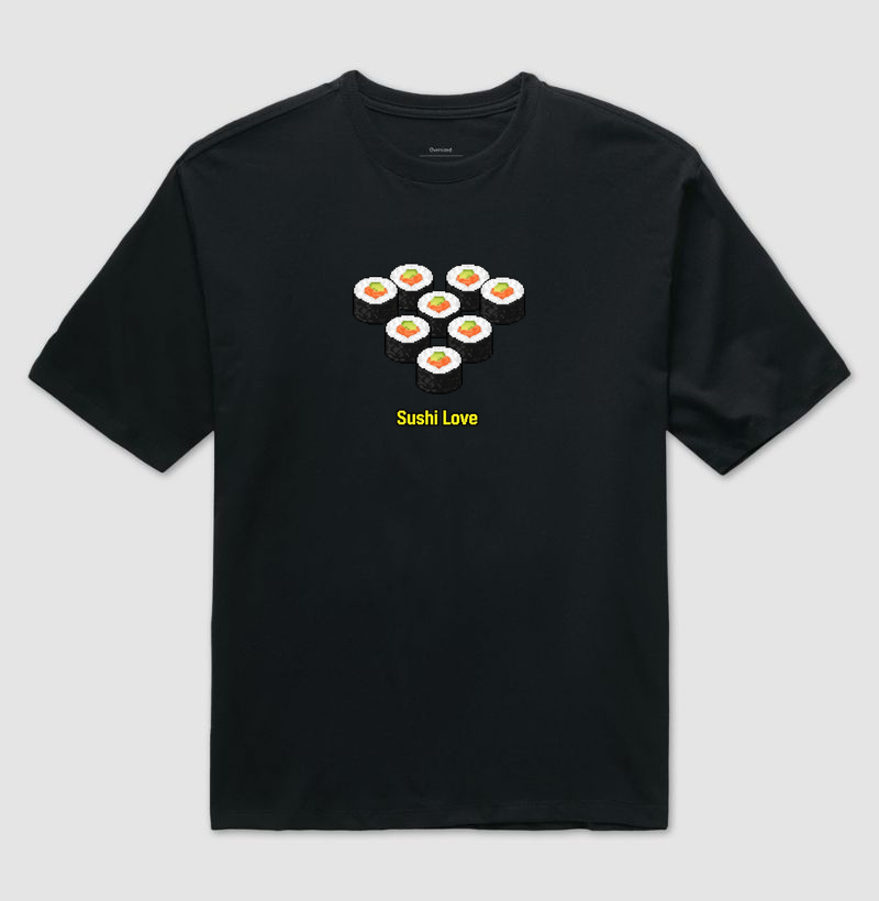 Camiseta Oversized Sushi Love Reset8Bit