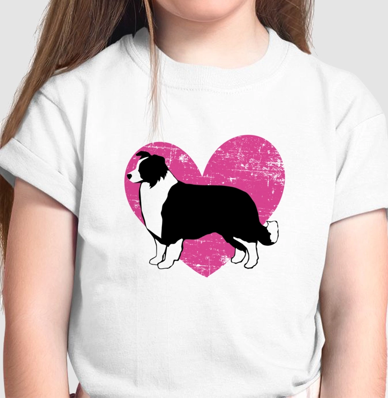 Border Collie Coração Rosa
