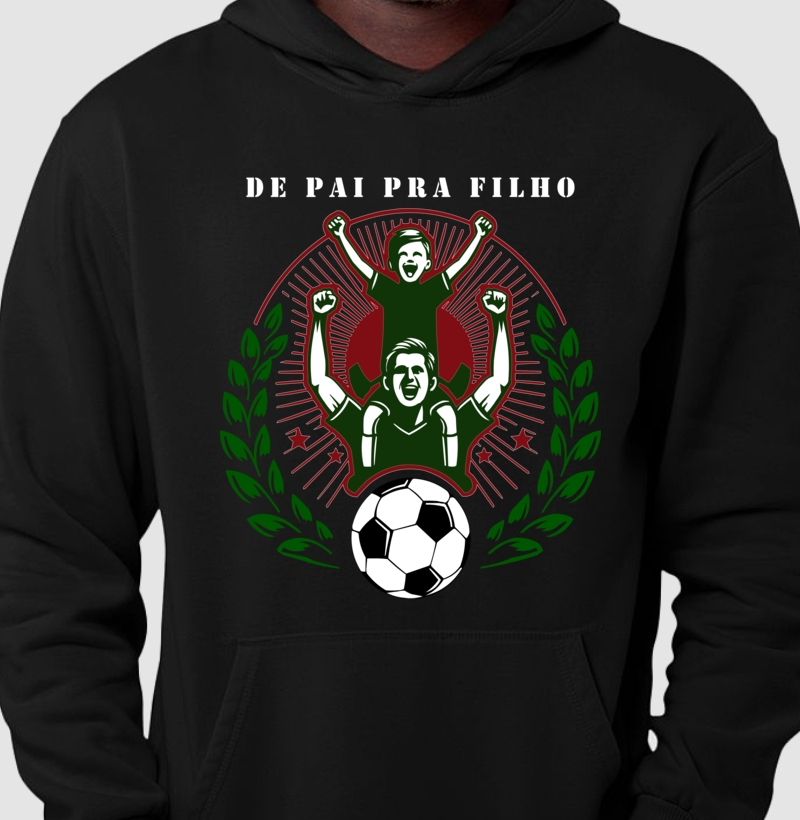 Hoodie Moletom De Pai Pra Filho - Bordô, Verde e Branco