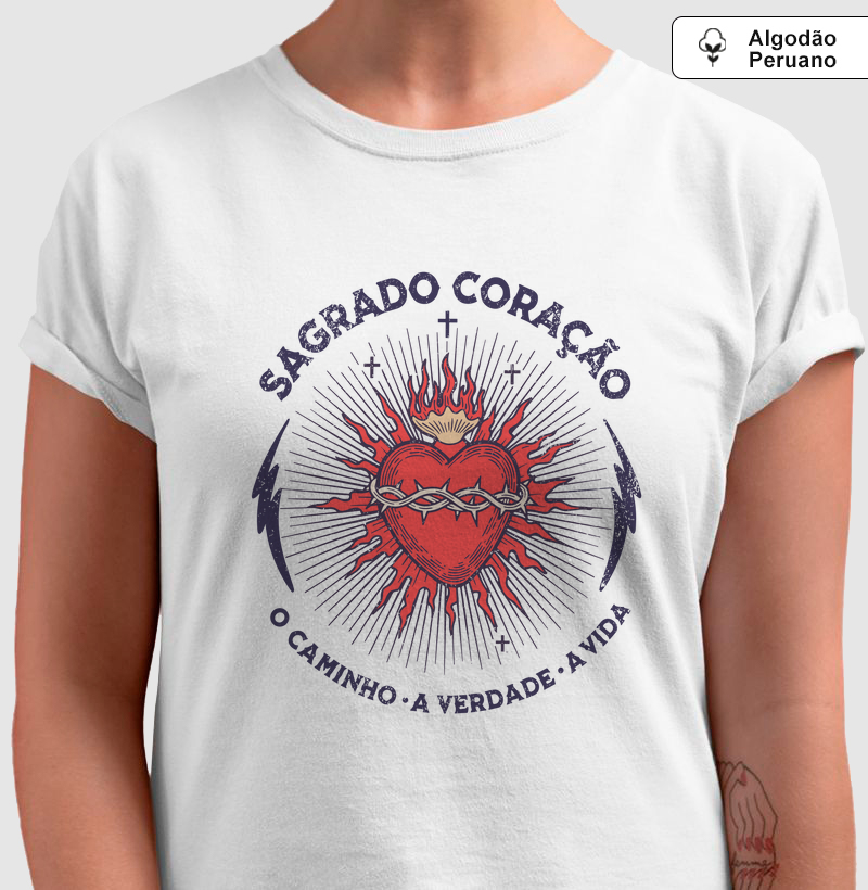 Sagrado Coração - O Caminho, a Verdade, a Vida - Algodão Peruano