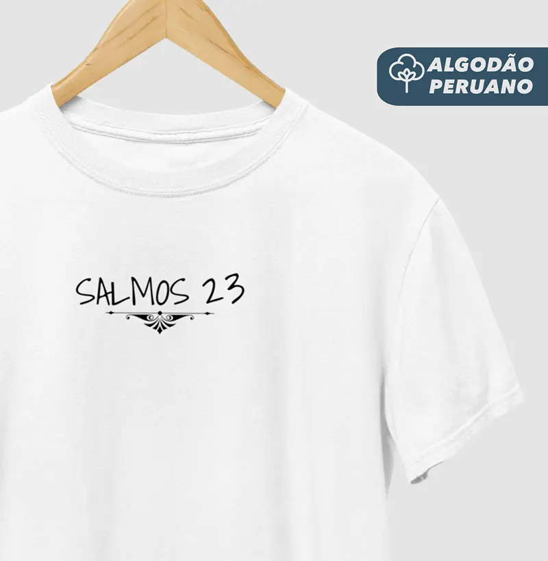 Camiseta Masc. Algodão Peruano Salmos 23 Central - Camiseta Algodão Peruano