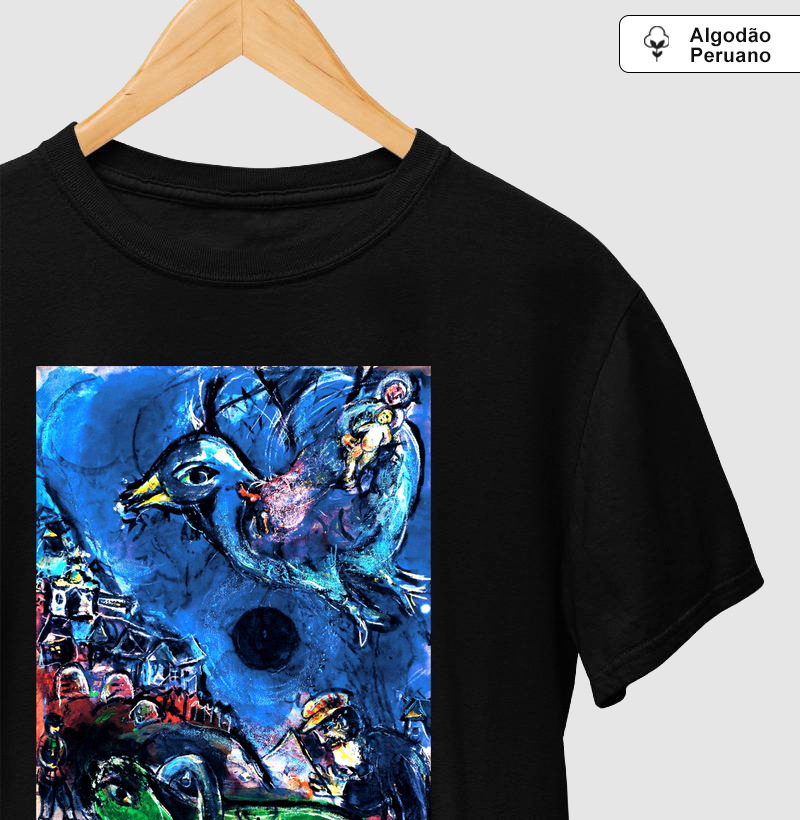 Village au Cheval Vert - Marc Chagall - Camiseta Algodão Peruano