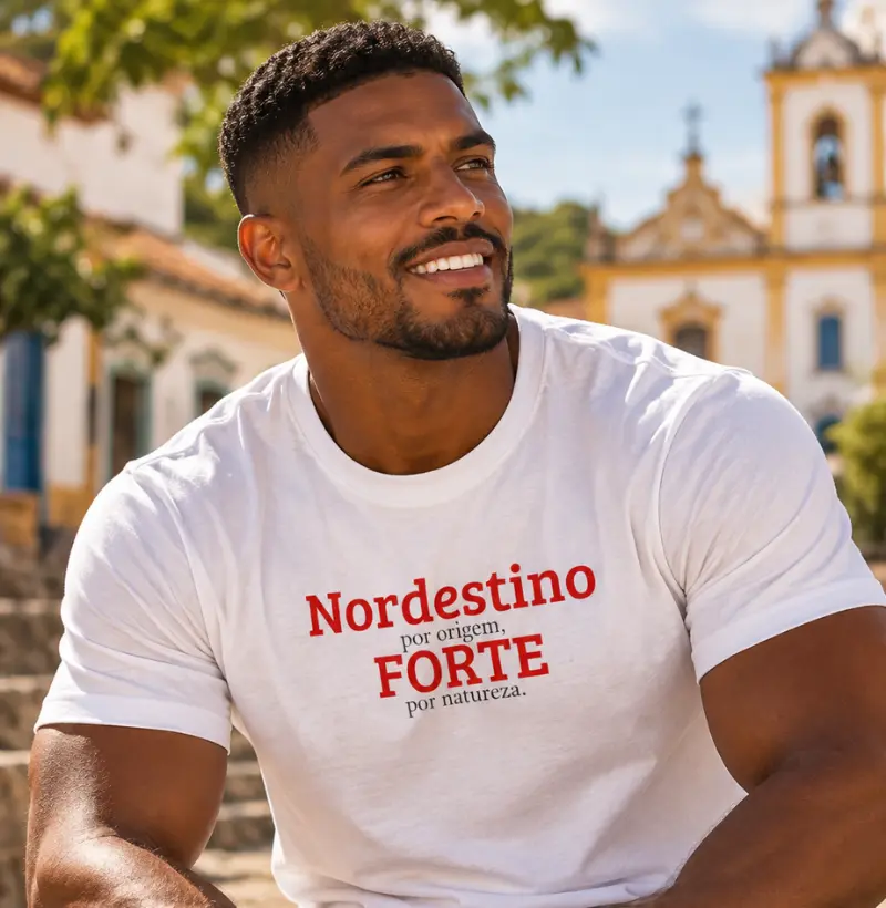 Camiseta Nordestino(a) por Origem, Forte por Natureza - Camiseta