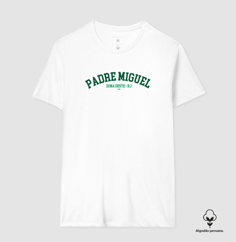 Padre Miguel - Verde e Branco - Camiseta Algodão Peruano