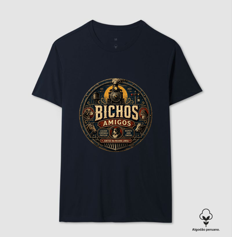 Bichos Amigos Oficial Trem - Camiseta Algodão Peruano