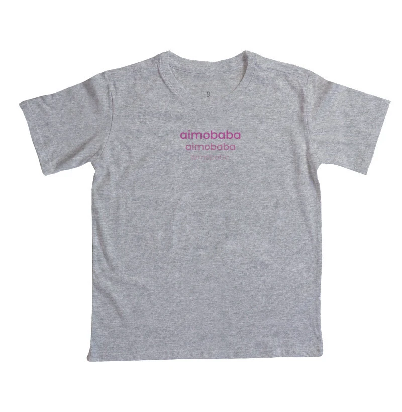 Camiseta Aimobaba 3 infantil cinza mescla rosa
