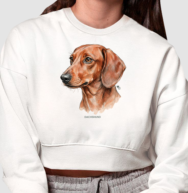 Cães - Dachshund - Moletom Cropped