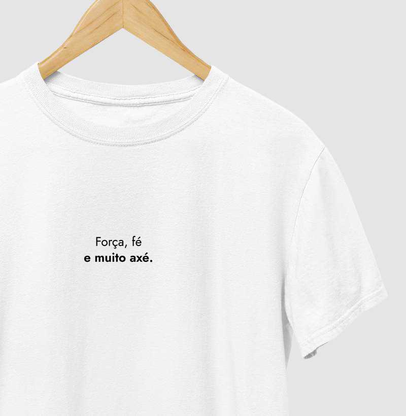 Camiseta Umbanda Força Fé e Muito Axé – Estampa Escura - Camiseta
