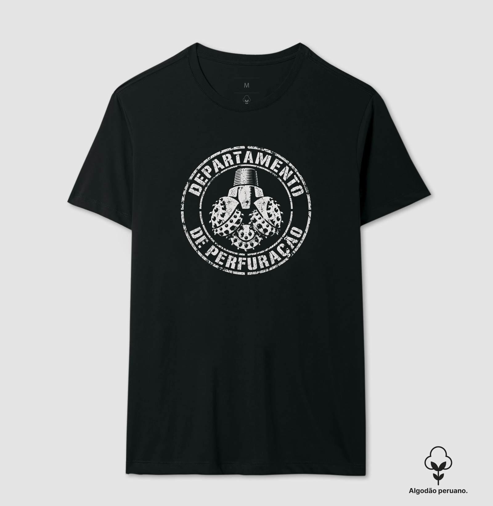 Departamento de Perfuração Tricone Stencil - Camiseta Algodão Peruano