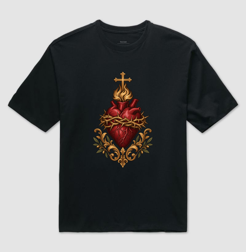 Sagrado Coração de Jesus - Cristo Vivo - Camiseta Oversized