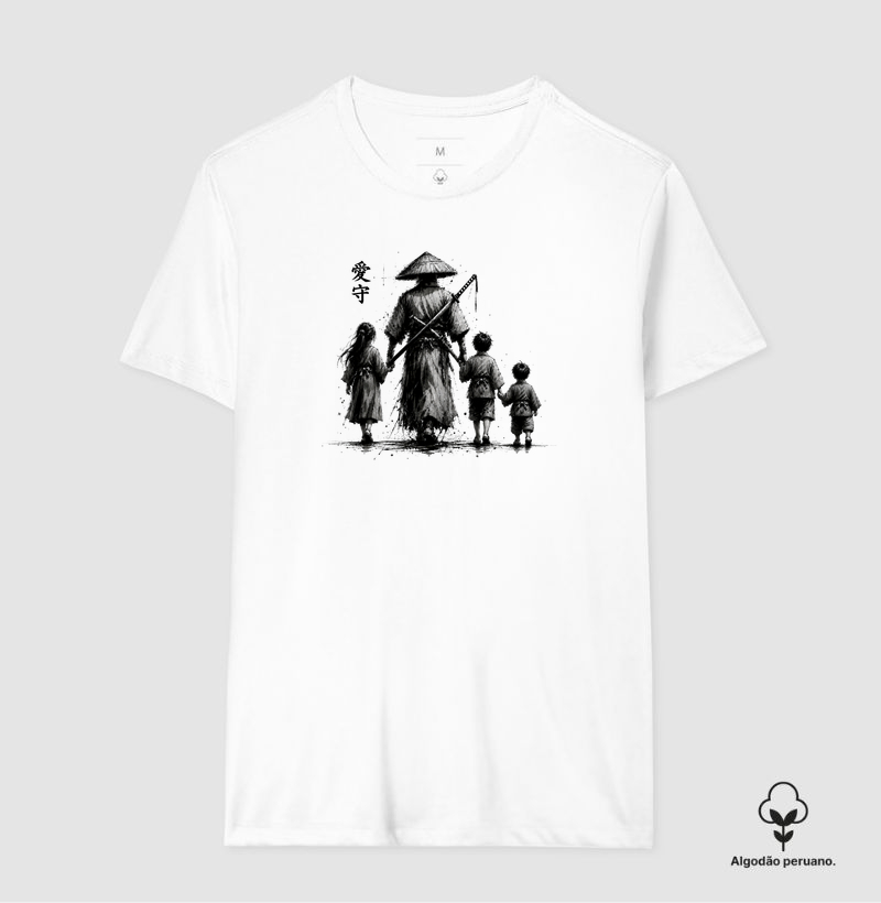 SAMURAI - Amor e proteção - 2 Meninos e 1 Menina - Camiseta Algodão Peruano