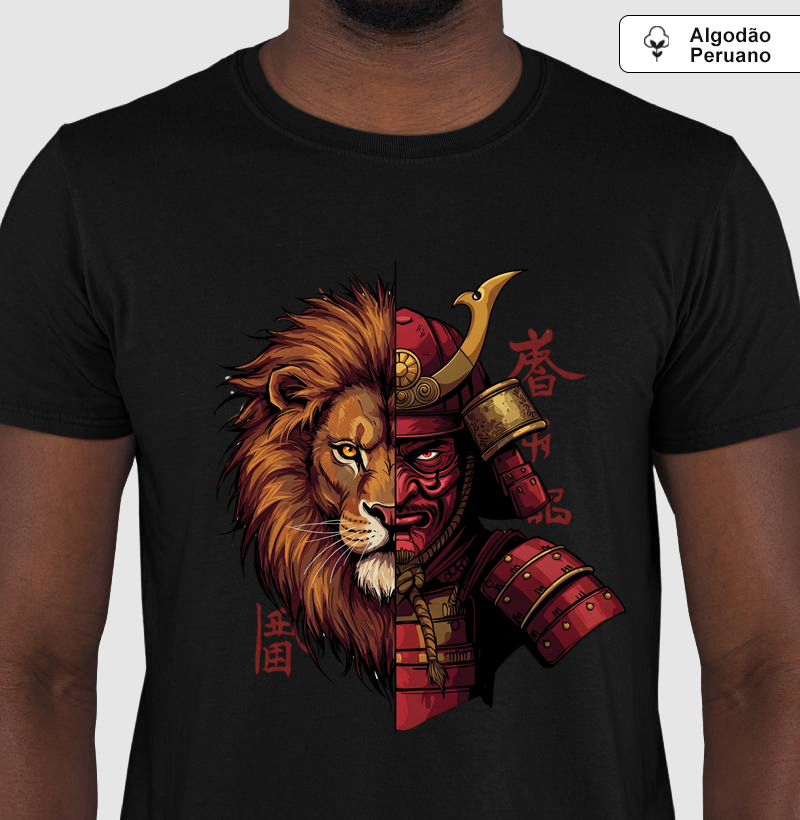 Leão e Samurai - Jiu-Jitsu Lifestyle - Algodão Peruano