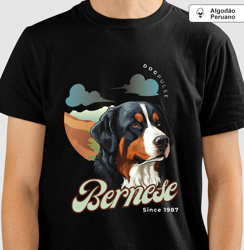 Camiseta Algodão Peruano Bernese Busto Dog Pulse