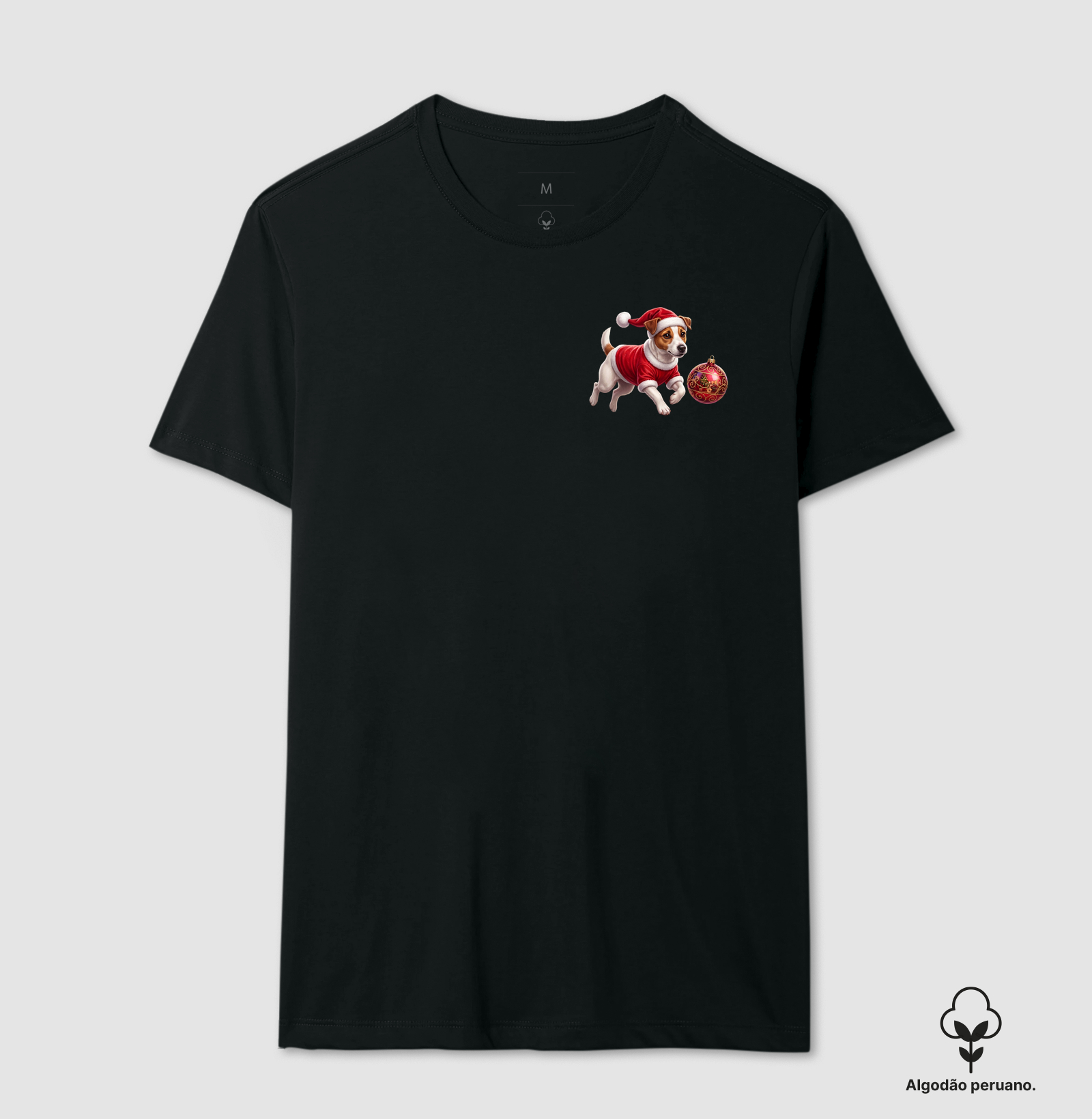 Jack Russell - Natal - Camiseta Algodão Peruano