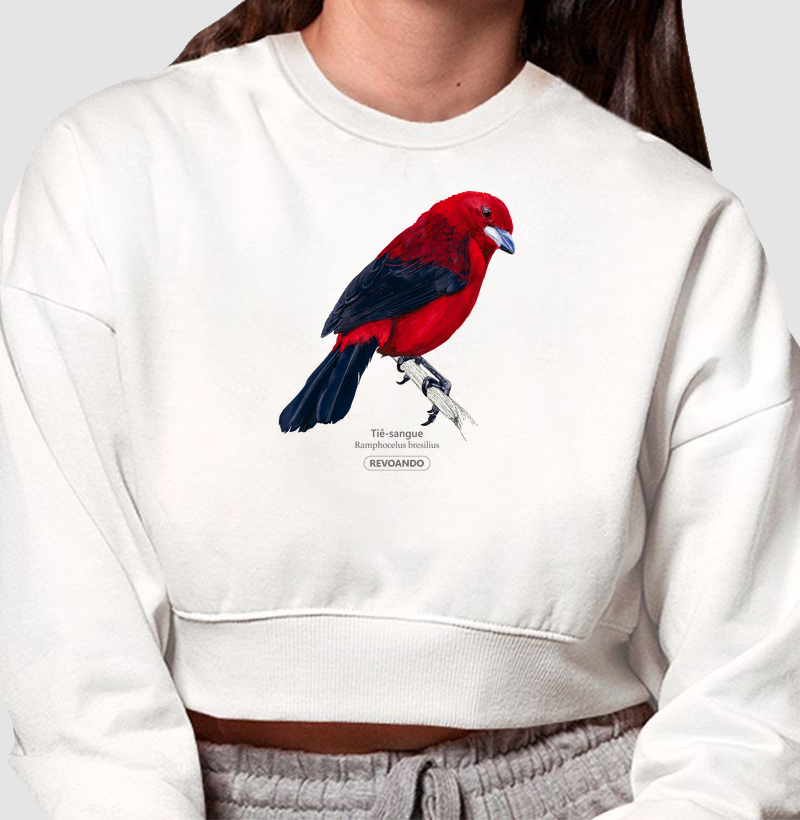 Aves do Brasil - Tiê Sangue - Moletom Cropped