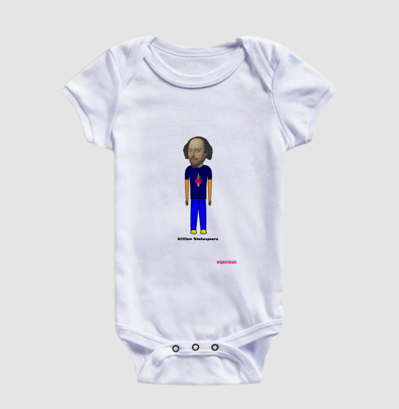 Body Bebê Algodão Premium Estampa: BrighterHeads - William Shakespeare #R264