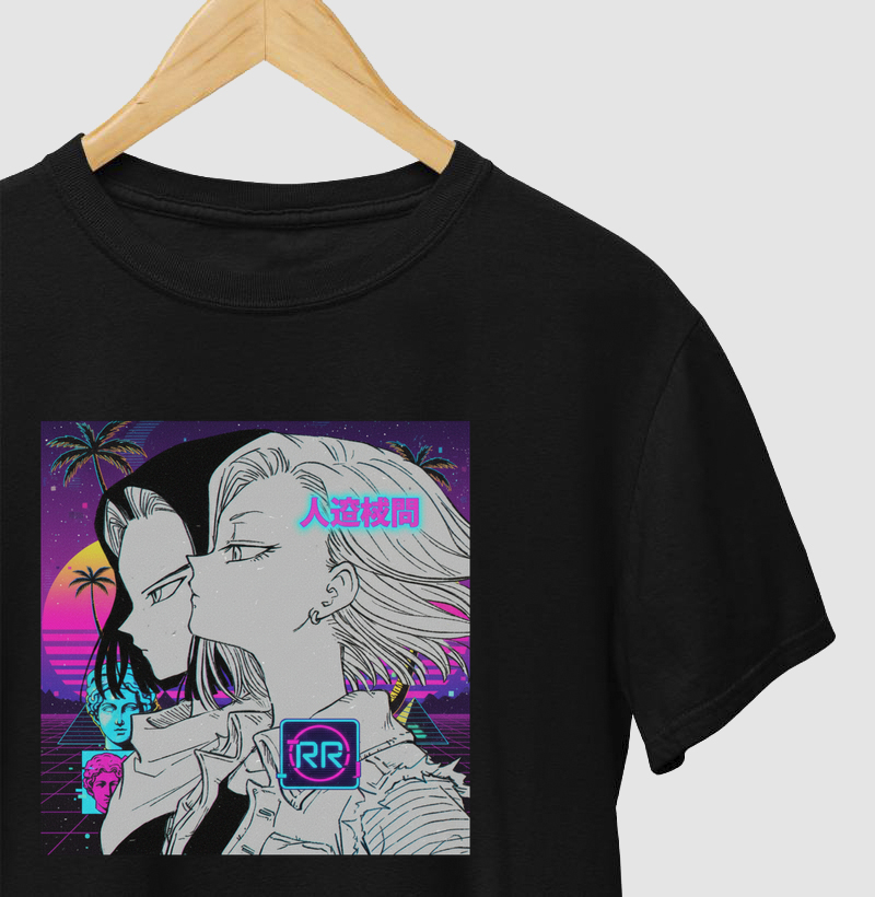 Camiseta Retrowave: Android Duo