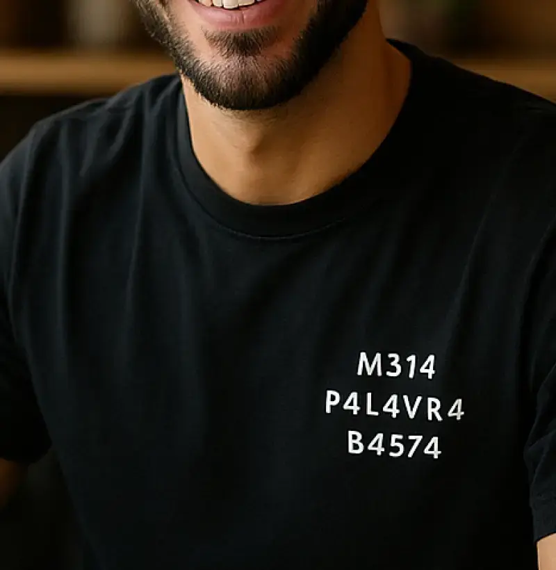 Camiseta bolso minimalista – “Meia Palavra Basta” Algodão premium