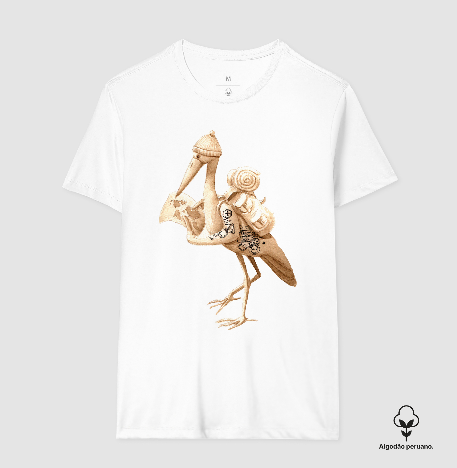 Camiseta Algodão Peruano Garça Viajante