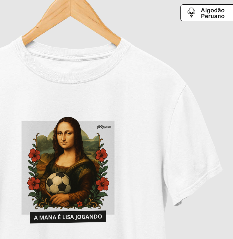 feminina de futebol arte estampa "mona lisa" joga bonita
