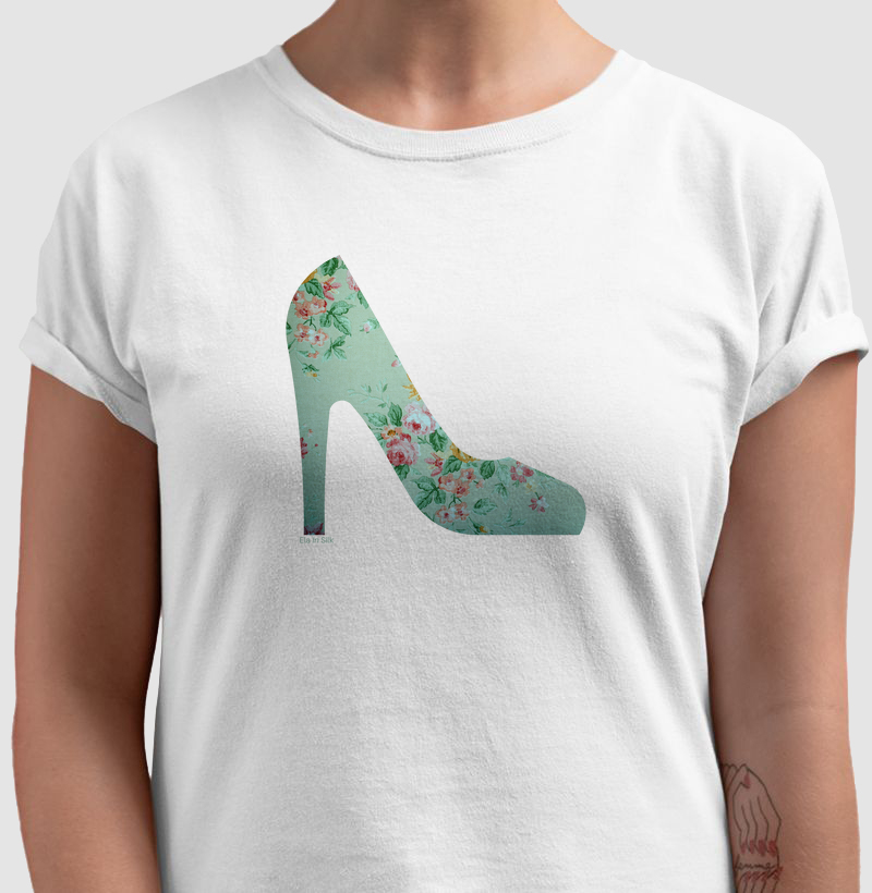 Scarpin floral verde