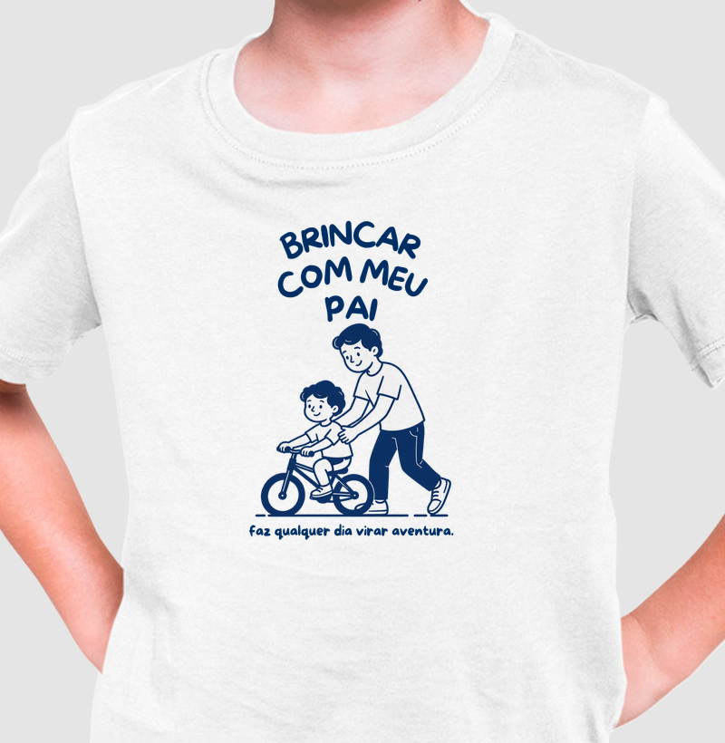 Brincar com Meu Pai — Bicicleta (Menino) - Camiseta Infantil