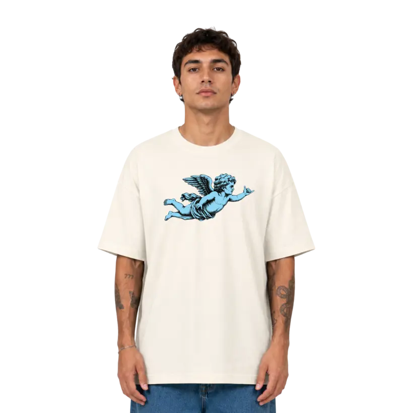 Camiseta Oversized Unissex Off-White Azure Cherub