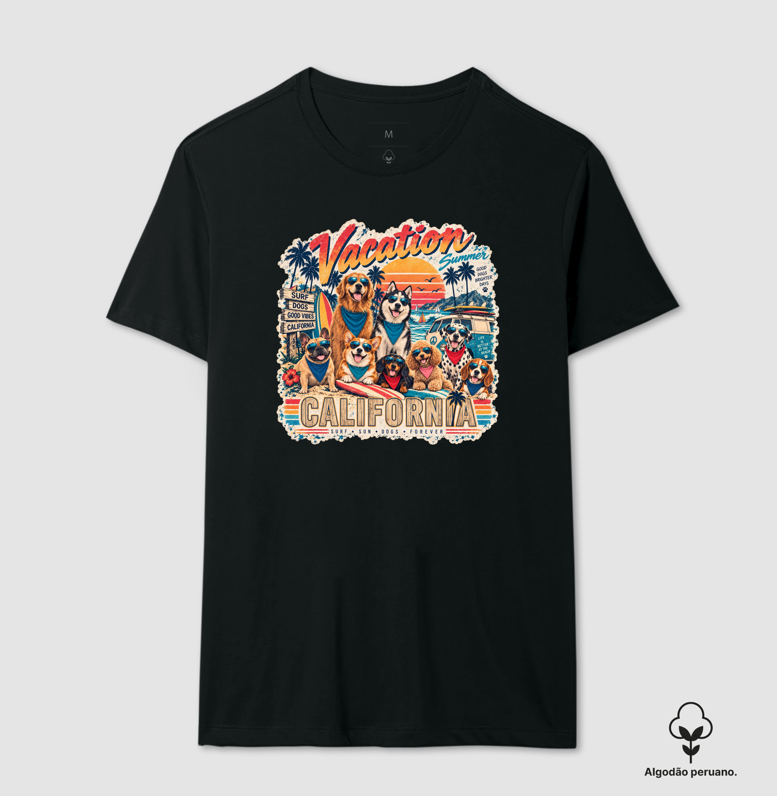 Vacation Summer Dogs - Camiseta Algodão Peruano