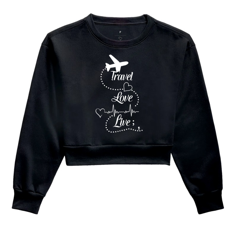 Camiseta Travel Love Live – Estampa de Viagem | Excursionista - Cropped Moletom