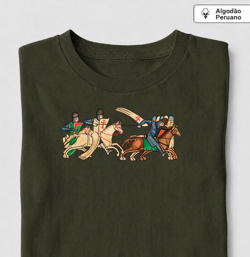 Cavaleiros da Cruz — Século XII - Camiseta Algodão Peruano