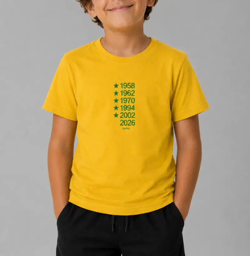 T-shirt infantil - 1958, 1962, 1970, 1994, 2002, 2026