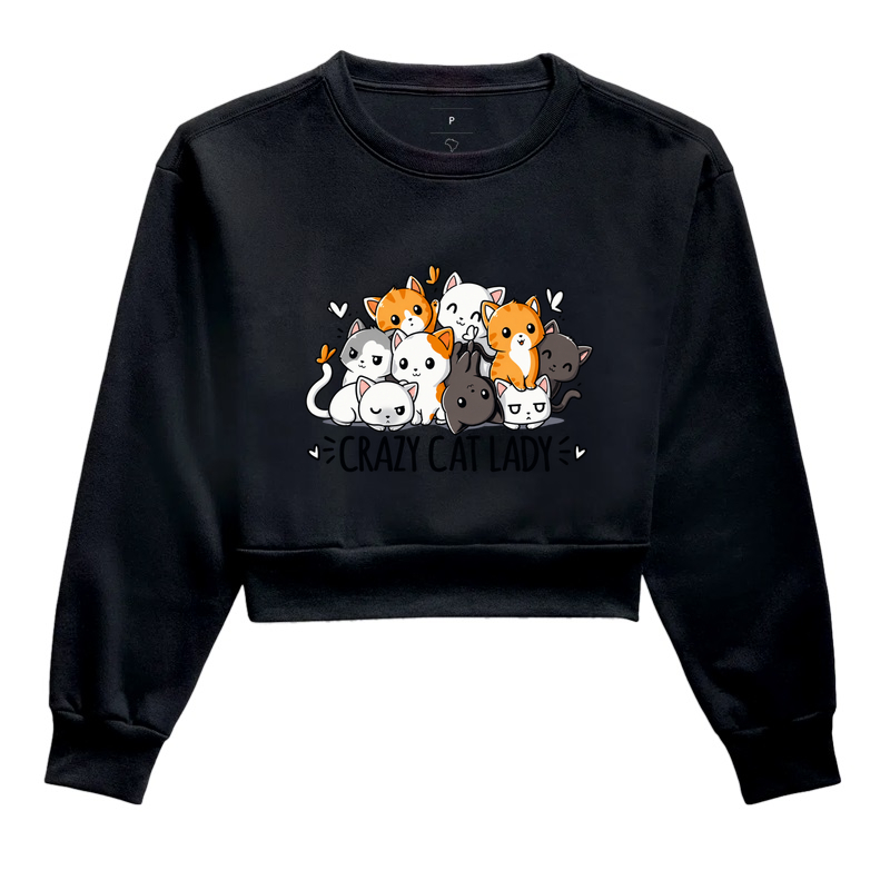 Crazy Cat Lady - Cropped Moletom