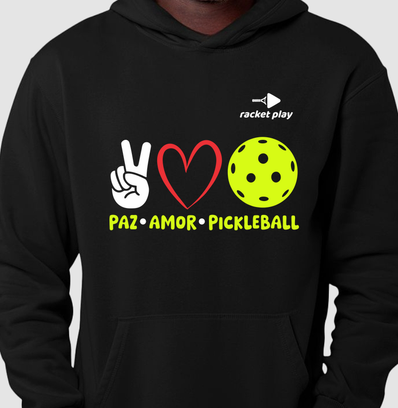 Moletom Capuz Pickleball - Paz, Amor e Pickleball