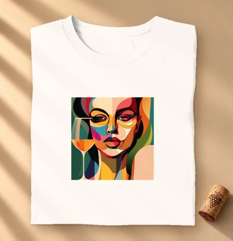 Camiseta Arte e Vinho: Retrato Multicolorido